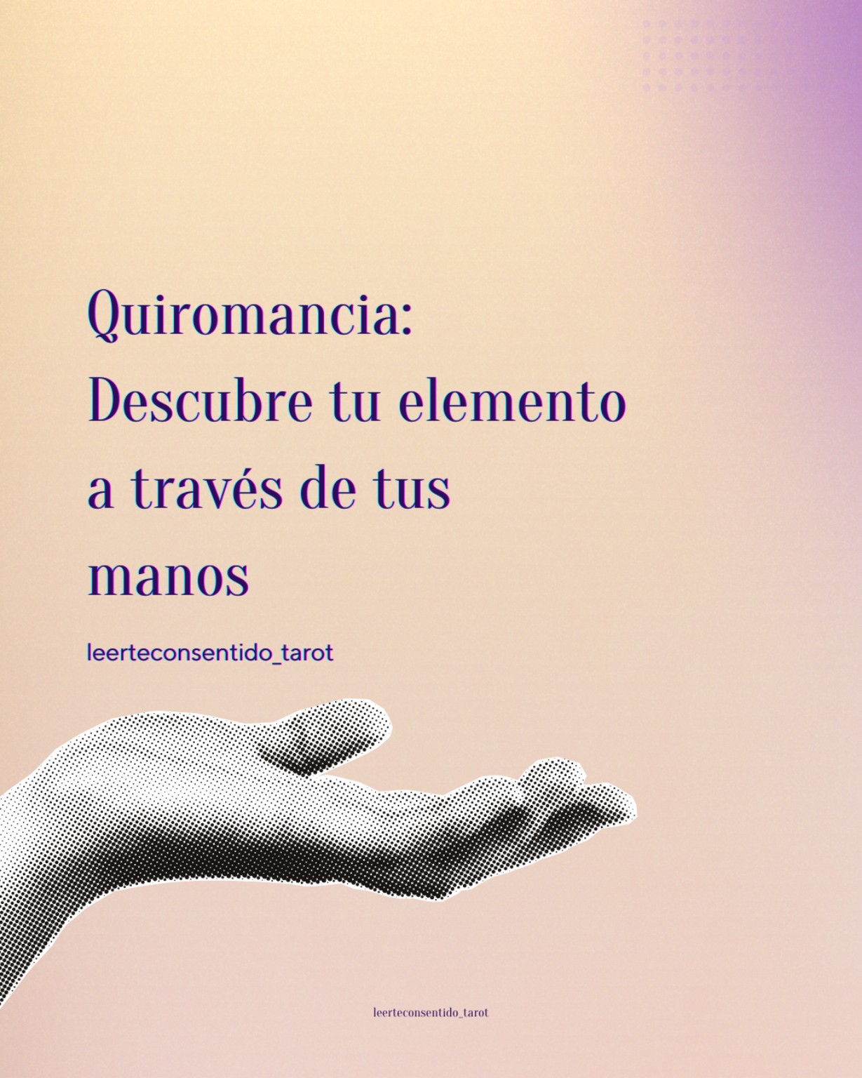 Publicación de Instagram sobre quiromancia y los elementos